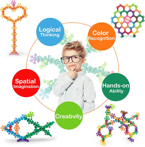 NEOACT 600 PCS Building Blocks Connect Toys, Interlocking Solid Plastic Educational Sets for Preschool Kids 3+