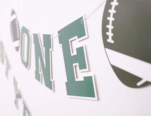 Football 1st Year Down Banner - First Birthday Party Decorations, Super Bowl Sports Party Personalized Theme Banner