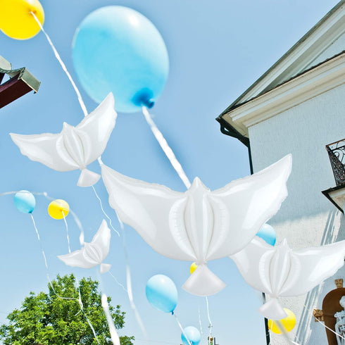 4 Pieces White Peace Dove Balloons, Pigeon Shape Memorial Balloons for Wedding Funeral Birthday Party Decorations