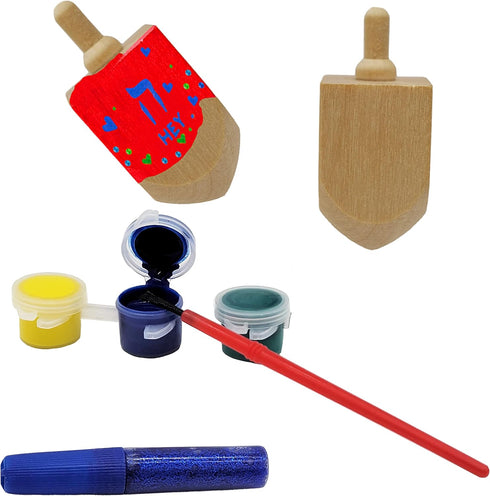 Craft-A-Dreidel Kit by The Dreidel Company, Create Your Own Custom Dreidel, Includes 2 Wooden Dreidels and Glitter