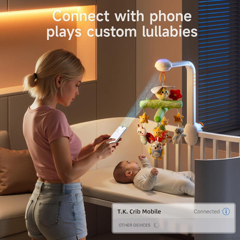 TUMAMA Crib Mobile with Music and Lights, Baby Mobile Cute Bee Crib Toys Hanging, Remote Control Nursery Mobiles