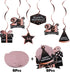 LINGTEER Happy 24th Birthday Decorations, 12Pcs Black & Rose Gold Swirls Streamer Set for 24 Years Old Bday Party