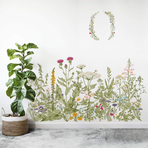 Flower Clusters Wall Decals, Removable DIY Peel and Stick Art Murals for Kids Room and Home Decoration