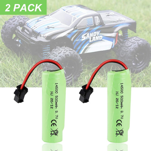 FPVERA Rc Car Battery - 2 Pack 500mah 3.7V Li-ion Rechargeable for RC Stunt Cars and Trucks