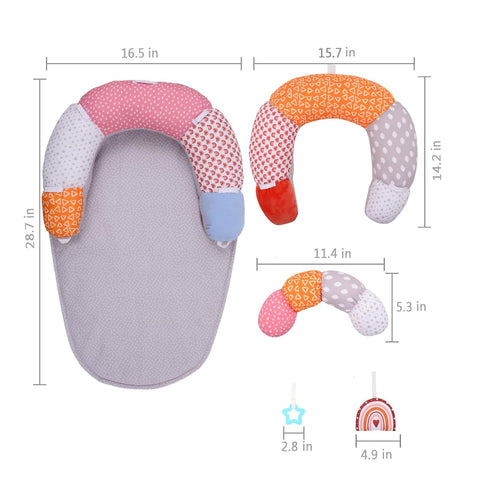 2-in-1 Tummy Tummy MIIMER Time Baby Mat & Seated Support Pillow, Time Cushion with Detachable Support Prop and Toys