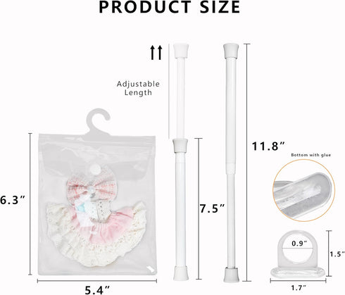 aimpiwt 10 Pack Set Clear Doll Clothes Storage Bags with Hanging Rod & Hooks, Compatible with Labubu Clothes - PVC