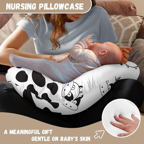 Urndoeng Baby Pillow Cover,Nursing Pillow Cover for Breastfeeding Pillow,Nursing Pillow Cover Girl,Cow Nursing Pillow