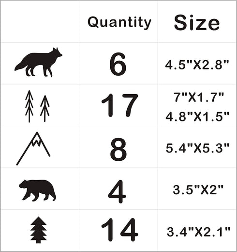 Woodland Animals, Trees and Mountains Wall Decals, Vinyl Stickers for Nursery, Bedroom, Living Room Room Decor A44
