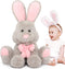 MorisMos Giant Bunny Stuffed Animal, 31.5'' Large Grey Rabbit Plush Toy with Pink Ears, Ideal Gift for Cuddling