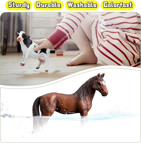 8 Pcs Big Animal Figurines Toys, Realistic Plastic Farm Animals Playset for Kids Toddlers Educational Learning