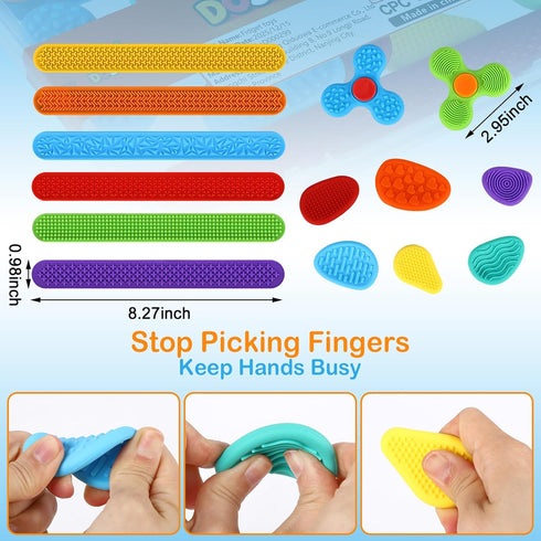 DOSEVENTOY 14Pcs Quiet Fidget Toys for Kids,Silicone SensoryToys,Worry Stones for Anxiety,Fidgets for Classroom,Easter