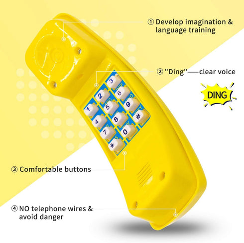 HAPPYPIE Toy Phone for Kids - Swing Set Pretend Phones for Learning Education, Plastic Telephone for Toddlers
