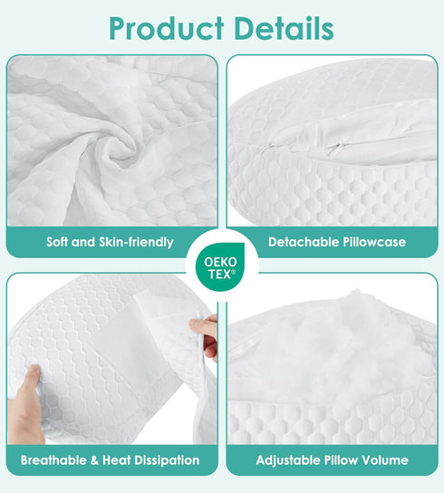Legs(30Slope Pregnancy Pillow Cooling for Sleeping, Detachable and Adjustable Double-Sided Support Maternity Pillow