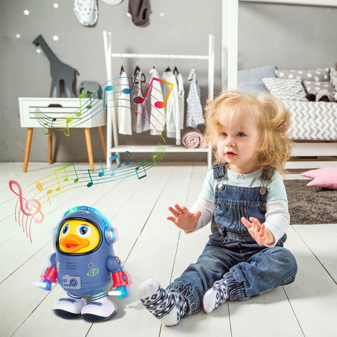 Dancing Electric Space Duck Toy for Toddlers with Lights and Sounds