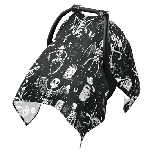 Dalzium Halloween Skeletons Car Seat Cover Baby, Carseat Canopy Cover for Girl Boy,