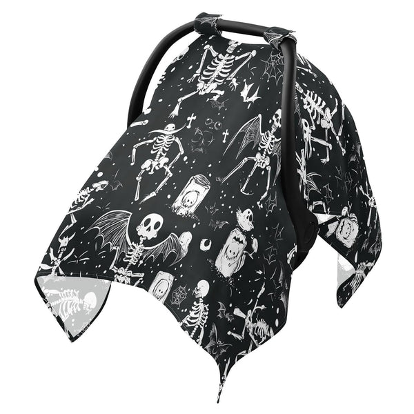 Dalzium Halloween Skeletons Car Seat Cover Baby, Carseat Canopy Cover for Girl Boy,