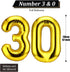 Gejoy 40 Inch Number 30 Balloons - Jumbo Foil Giant Balloons for 30th Birthday Party Decorations (Gold)