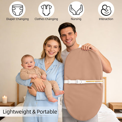 Baby Changing Pad, Waterproof Vegan Leather Wipeable Diaper Changing Pad with Safety Strap Non-Slip Changing Mat