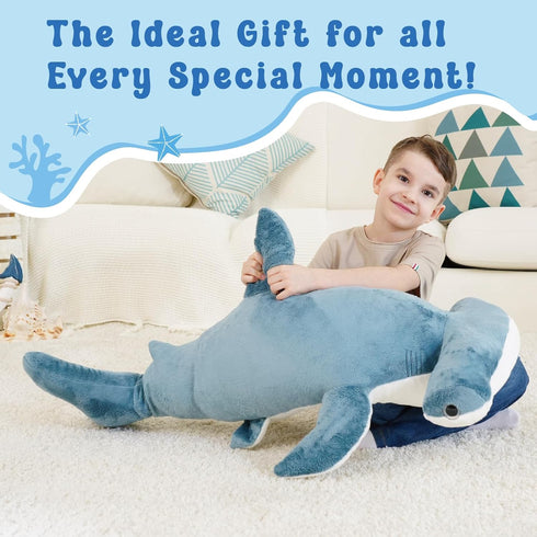 37-Inch Hammerhead Giant Plush Shark - Soft and Realistic Stuffed Animal