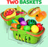 100 PCS Cutting Play Food Toy for Kids Kitchen, Pretend Food Toys with 2 Baskets, Birthday Gifts for 3-6 Years Old