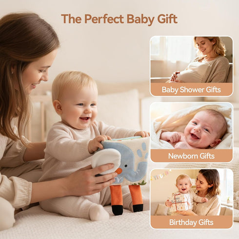 0-12 Tummy Montessori Soft Baby Book - Sensory Book for Babies Months with Crinkle Paper, Touch & Feel Textures, Baby