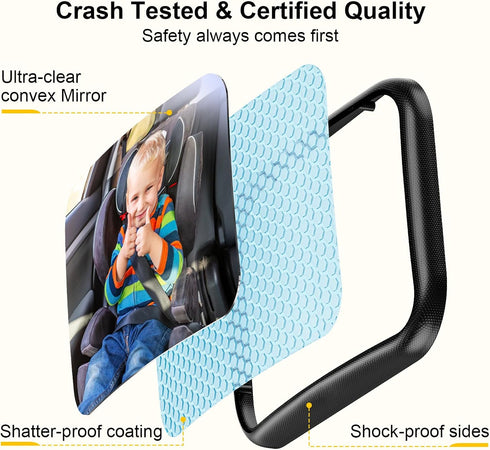 360 TAZENI Baby Car Mirror, Stretchable Caring Baby Mirror for Car Seat Rear Facing Seat Infant Shatterproof, Baby