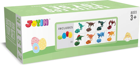 8 JOYIN Pcs Easter Prefilled Eggs Filled with Deformable Transforming Dinosaur with Movable Joints for Easter Basket