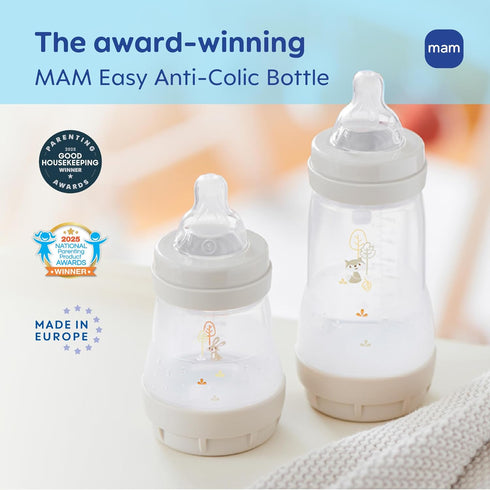 9oz 2 Set 2+ Pack 6 MAM Easy Start Anti-Colic Baby Bottles, Medium Flow with Bonus Nipples (Fast & Extra Fast Flow)