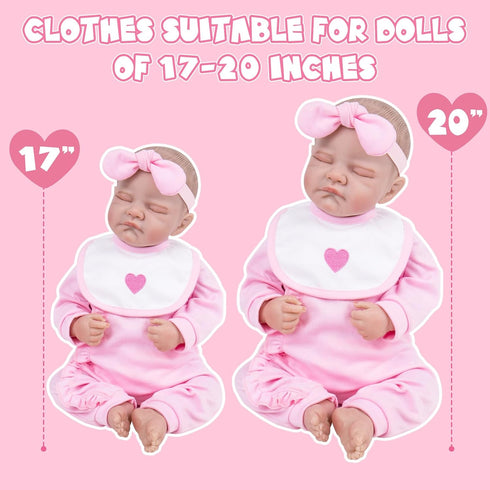 7 Set 17-22 Inch Aori Pcs Reborn Baby Dolls Clothes with Pink Bassinet for Baby Doll, Carrier Bed and Baby Doll Clothes