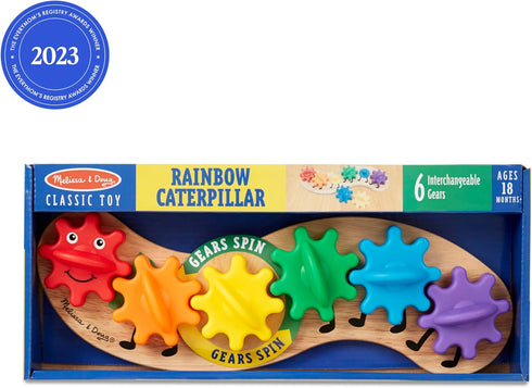 Melissa & Doug Rainbow Caterpillar Gear Toy - 6 Interchangeable Gears for Toddlers and Babies