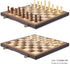 AMEROUS Magnetic Wooden Chess and Checkers Game Set, 15 Inches, 2 Extra Queens, Gift Package