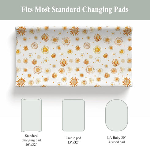 ZoUbqchY Summer 32''16'' Watercolor Boho Suns Changing Pad Covers for Baby Girls Boys Tribal Sun Totem Fitted Changing