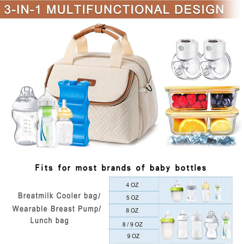 Pack 6 9 Breastmilk Cooler Bag with Ice Fits Baby Bottles up to Ounce, Wearable Breast Pumps Cooler Bag for Nursing Mom