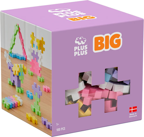 PLUS PLUS Big Open Play Set, 100 Piece Pastel Color Mix, Construction Building Toy for Toddlers