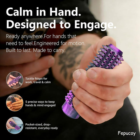 Fepucoy 2Pc 5-in-1 Little Ouchies Pain Fidget for Adults, Spiky Sensory Tool with Smooth Spinner, Reinforced Slider