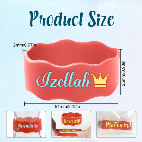 Personalized Baby Bottle Labels,Customizable Silicone Water Bottle Name Bands for Nursery,Reusable Customized Baby's