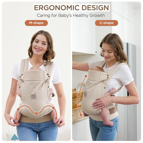 7-33lbs, 4-in-1 GAGAKU Baby Carrier, Lightweight Ergonomic Toddler Carrier for Soft Breathable Carrier with Head