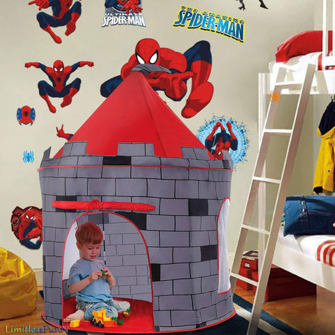 LimitlessFunN Knight Castle Pop Up Kids Play Tent, Indoor Castle Playhouse for Boys, 41" D x 41" W x 53" H