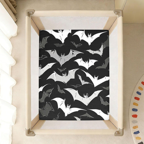 Bseiialft 52 28 Black White Bats Halloween Crib Sheets for Boys Girls Soft and Breathable Cotton Baby Sheets