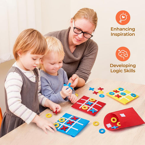 30 Pack JoyCat Tic Tac Toe Party Favors for Kids, Felt Travel Board Games with Storage Pouch, Classroom Prizes, Goodie