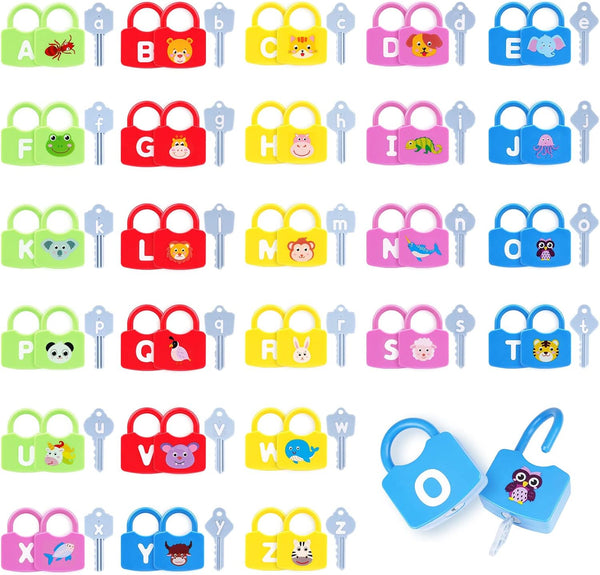AXEARTE Montessori Educational Toys - Alphabet Learning Locks & Keys Set with 26 Locks & 26 Keys for Toddlers