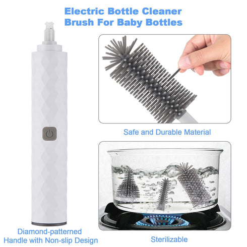 4 Set Electric Bottle Brush, Piece Bottle Brush with Baby Bottle Brush Cleaner, Nipple Brush, Pacifier Cleaner, Straw