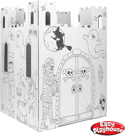 Easy Playhouse Haunted Castle, Kids Art & Craft for Indoor & Outdoor Fun, Decorate a Cardboard Fort