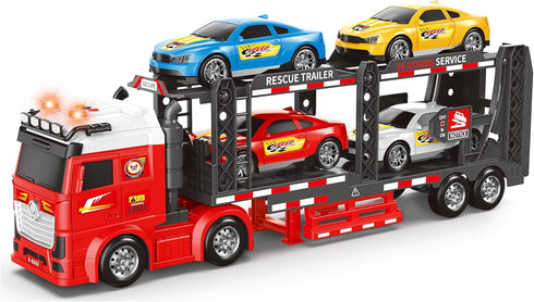 3, 4, 5, 6, 8 BainGesk Truck Toys Car for Years Old Boys Girls, Adjustable Double Decker Car Carrier Truck with Light