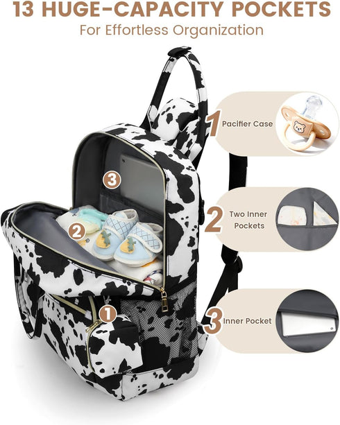 Backpack,Baby Backpack Pritent Diaper Bag Essentials Diapers Bag with Pacifier Case,Multipurpose Stylish Large Capacity