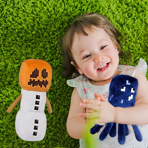 8Pack Game Plush Snow Golem, Enderman, Baby Wolf, Baby Pig, Spider, Bat, Skeleton Shooter, Squid Stuffed Animals Toys,