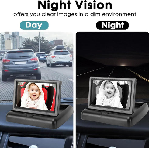 Mumusuki 4.3 Inch 140 Baby Car Camera, Display Wide Angle Lens Real Time Monitoring Car Seat Monitor for Cars Backseat