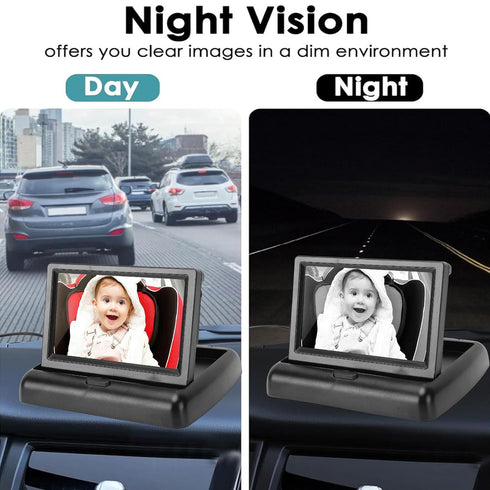 TIKATARER 43 Inch 1920x1080 140 Baby Car Camera, Foldable Screen HD Degree Wide Angle Real Time View Monitor for Most