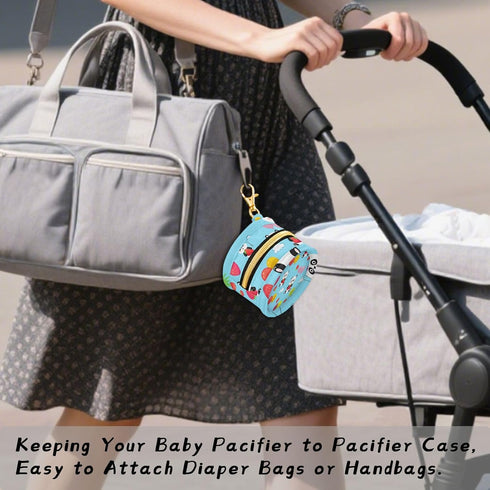 Pandas Round Pacifier Storage Case with Zipper, Portable Pacifier Case for Travel, Diaper Bag & Purse, Pacifier