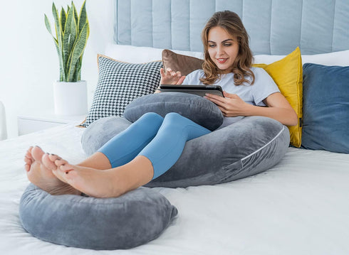60in QUEEN ROSE Pregnancy Pillows - E Shaped Pregnancy Pillows for Sleeping, Detachable Body Pillow for Pregnant Side